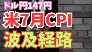 【2025年8月13日】米CPI  ドル円147円  波及効果  米国7月のCPIはほぼ市場予想通りで関税は企業努力で吸収している姿が鮮明　9月利下げ再開へ青信号　波及効果を探ります
