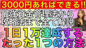 【初心者でも3000円からできる!!】1日1万確実に稼ぐ資金管理戦略&攻略法でまるっと解説