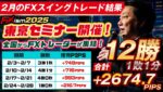 【2月のFXスイングトレード結果】2月は12勝1敗1分、+2674.7PIPS獲得！今週は3勝2敗　合計ー228.3PIPS！YouTube動画開始して週単位で初のマイナス！～※2025年3月8日～