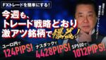FXトレードを簡単にする！今週もトレード戦略どおり激アツ銘柄で爆益！ユーロ円で124PIPS！ナスダックで4428PPIPS！SP500で1012PIPS！獲得！